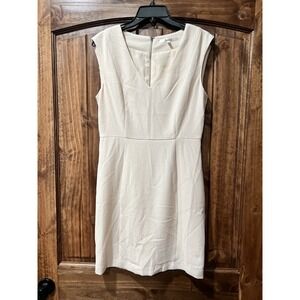 Honestee Women's Sleeveless Dress Cream Size Large V-Neck Zip Back NWOT